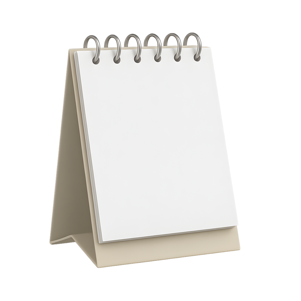 Transparent desk calendar mockup with blank sheets on minimalist background clean workspace creative concept png