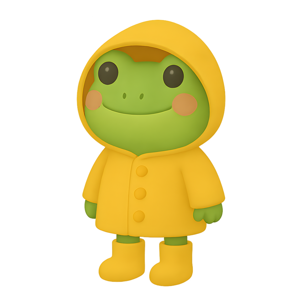 3d render of a froggy character in a transparent background cartoon style cheerful environment playful concept png