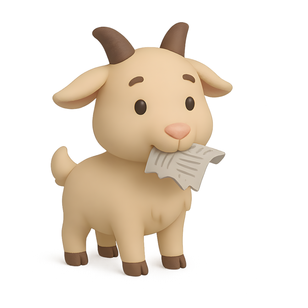 3d render of a cute goat with a transparent background in an animated style whimsical environment playful concept png