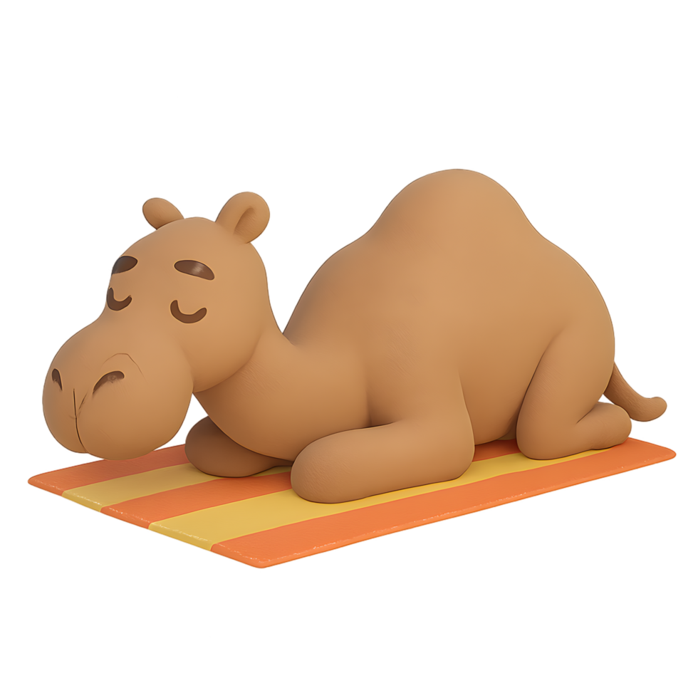 3d render of a relaxing camel on a transparent background animal illustration in a minimalist setting png
