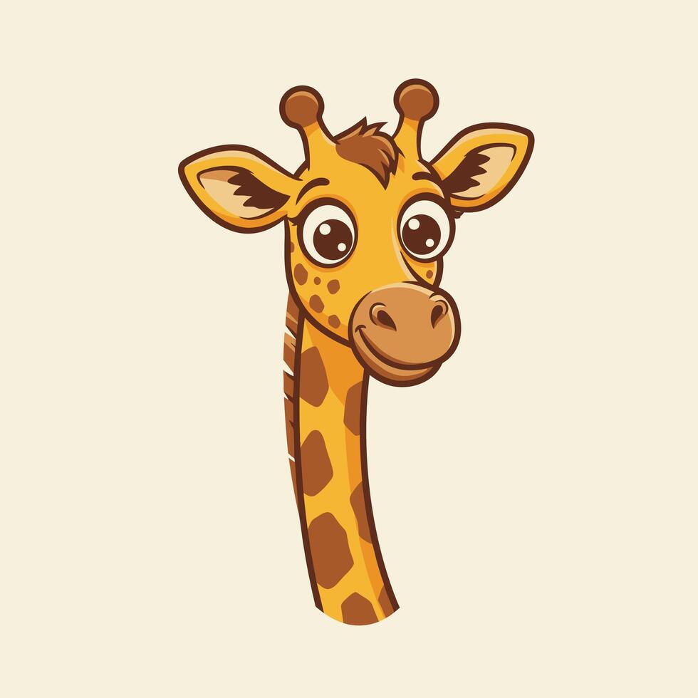 Cartoon giraffe head with big eyes logo design vector