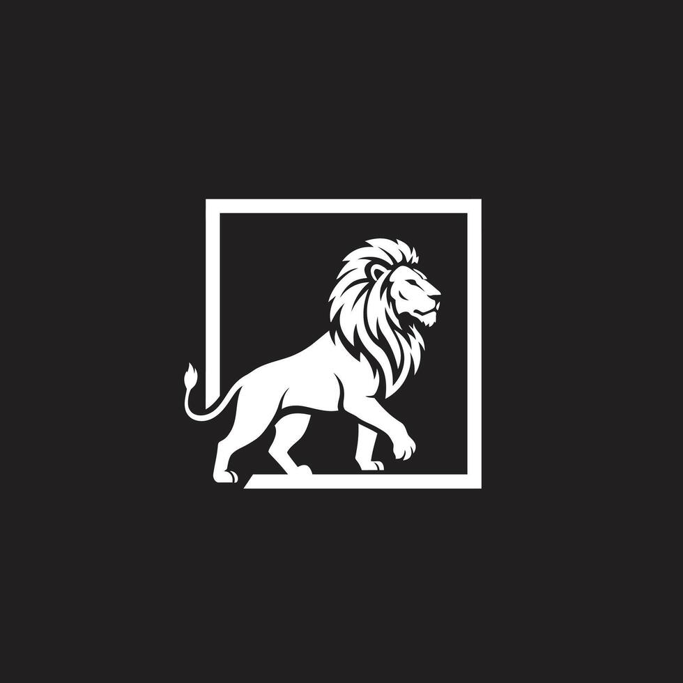 White lion logo design on a square vector
