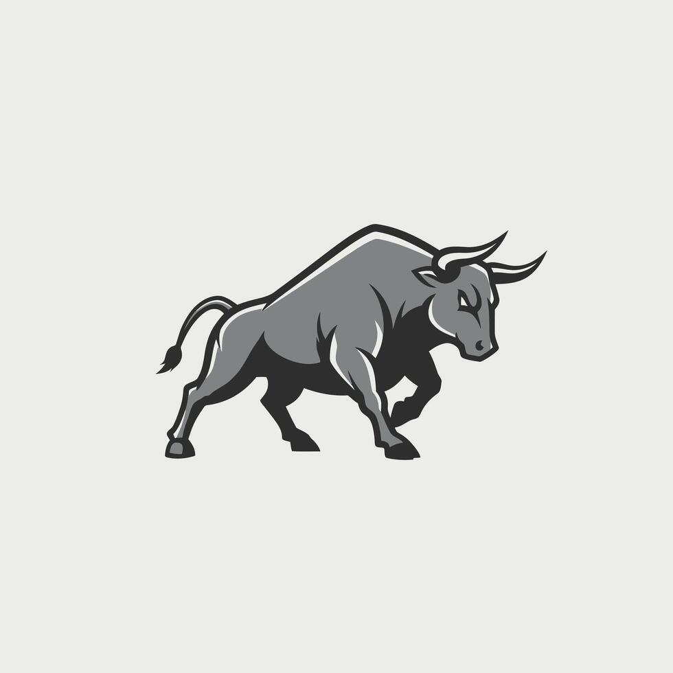 Grey bull logo design vector