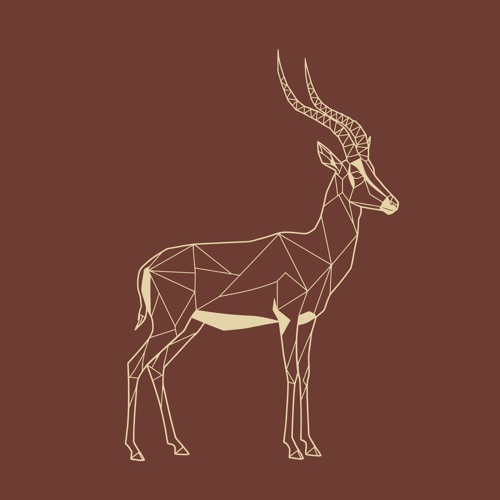 Gazelle geometric logo design on a brown background vector