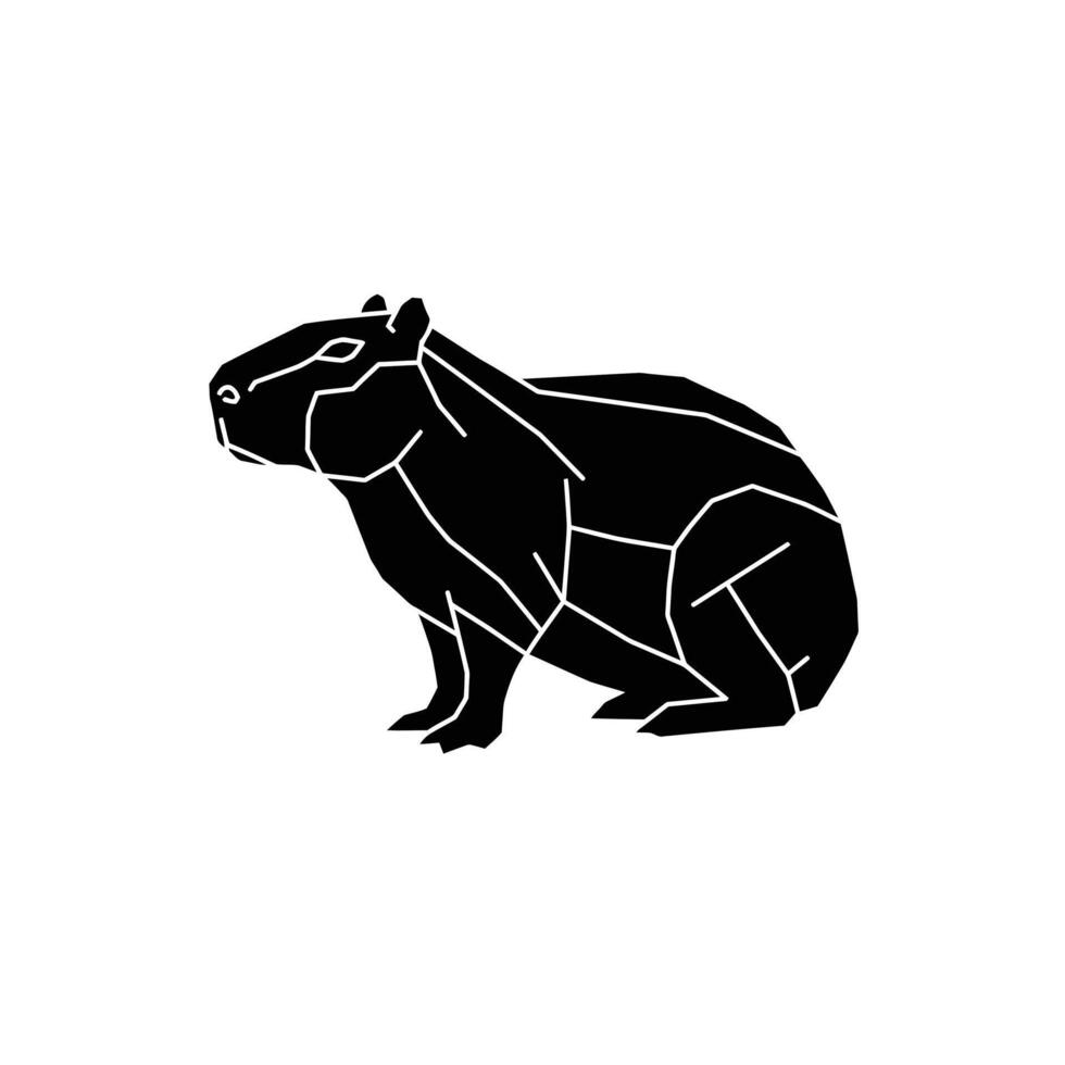 Capybara geometric logo design in black vector