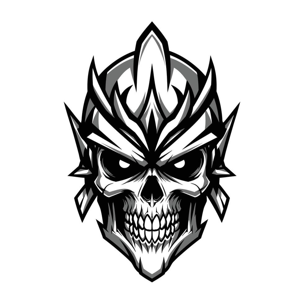 Skull wearing a mask with spikes logo design vector