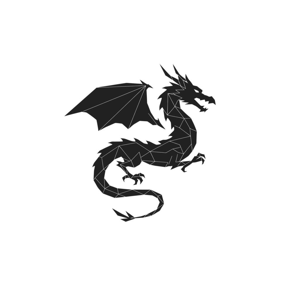 Black dragon logo design vector