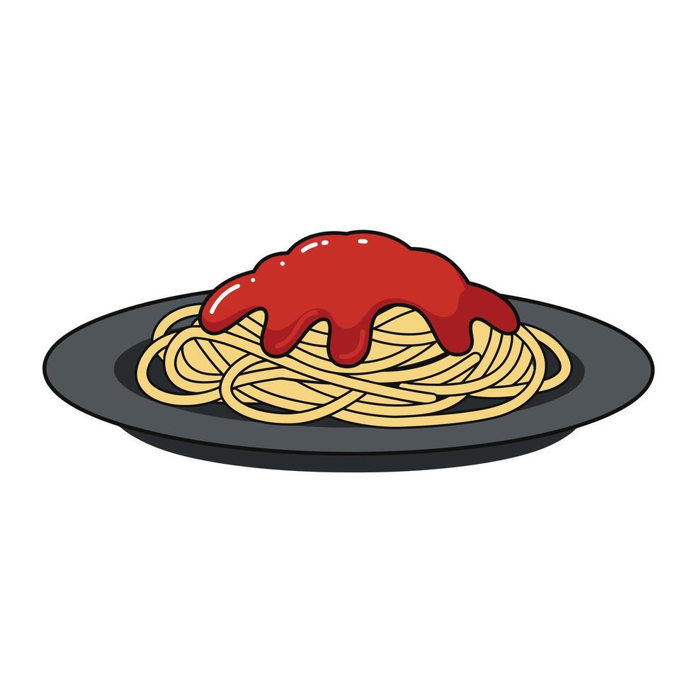 Spaghetti with sauce on a plate logo design vector