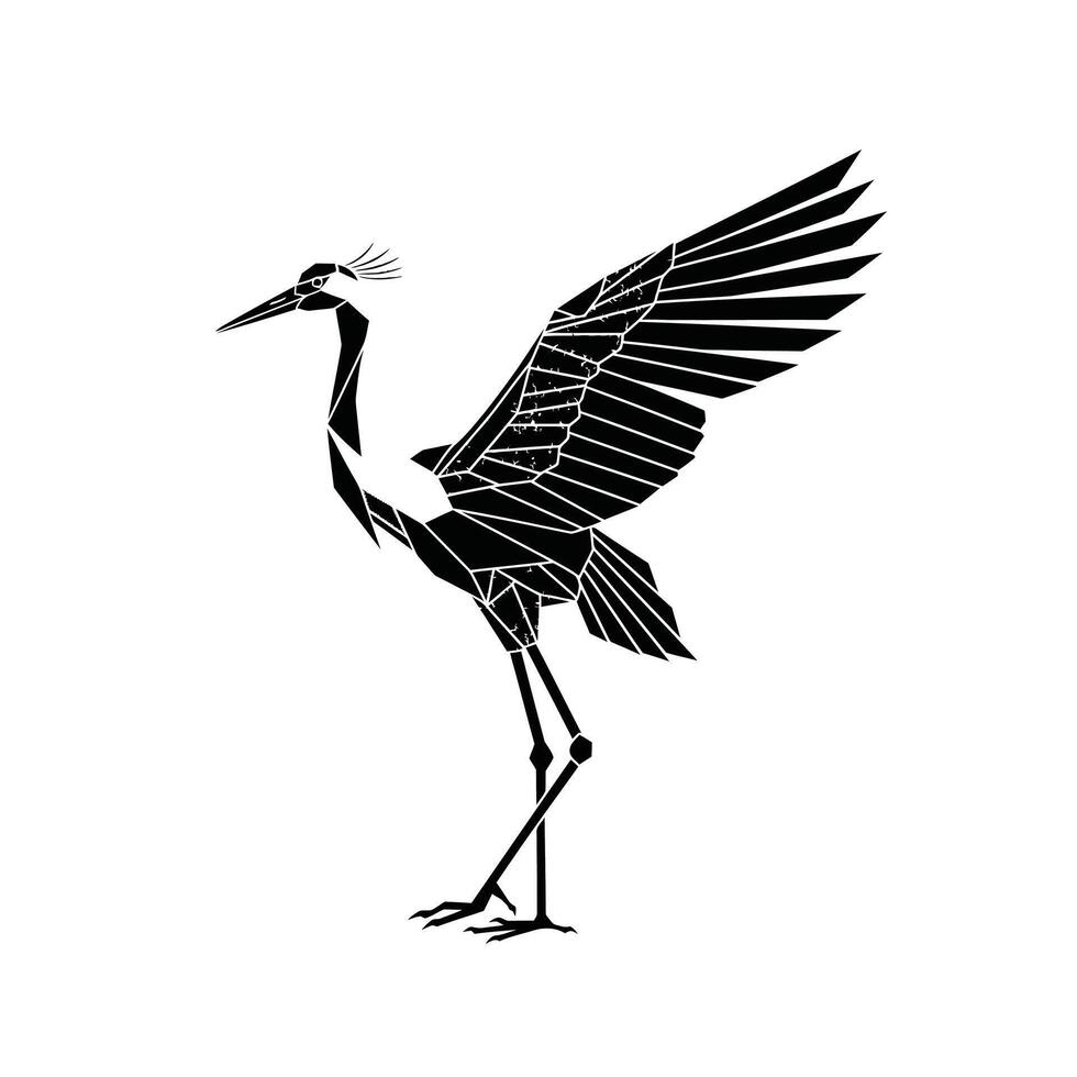 Geometric logo design of a crane vector