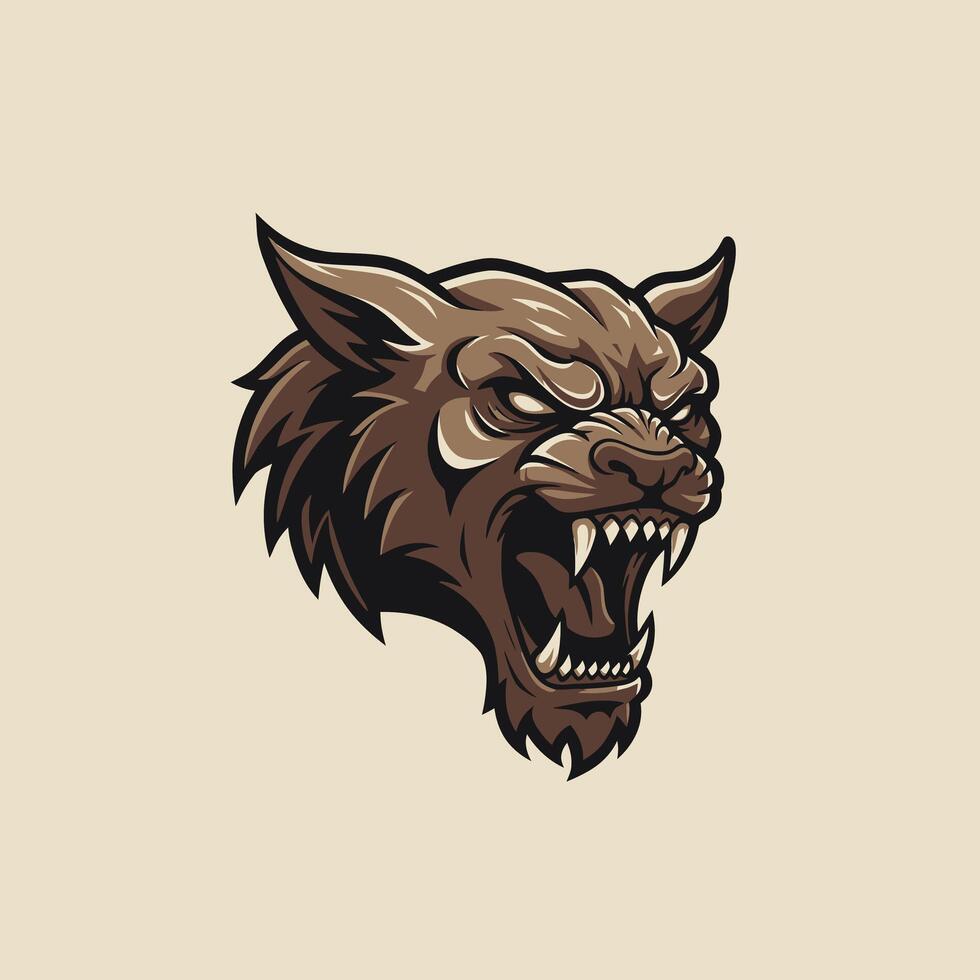 Wolf head logo design with a big mouth vector