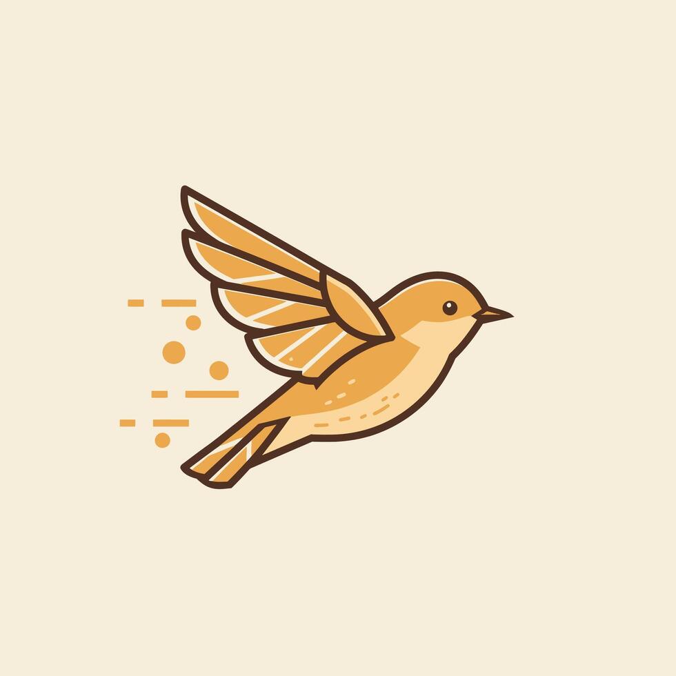 Bird flying in the air logo design on a brown background vector