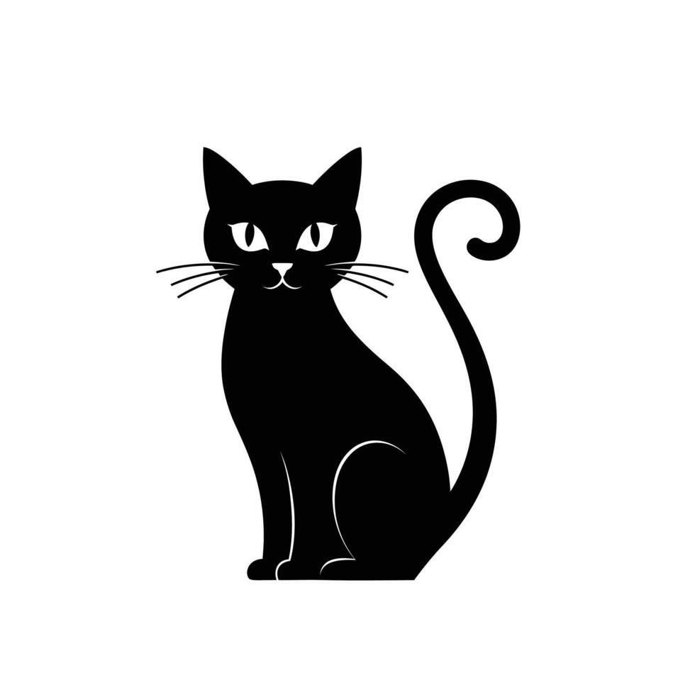 Black cat silhouette logo design on a white background vector