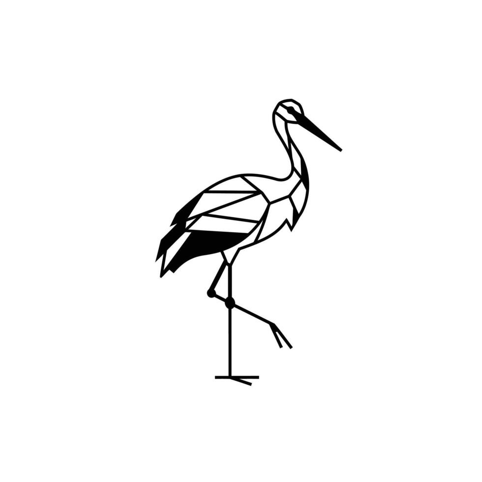 Geometric logo design of a heron vector