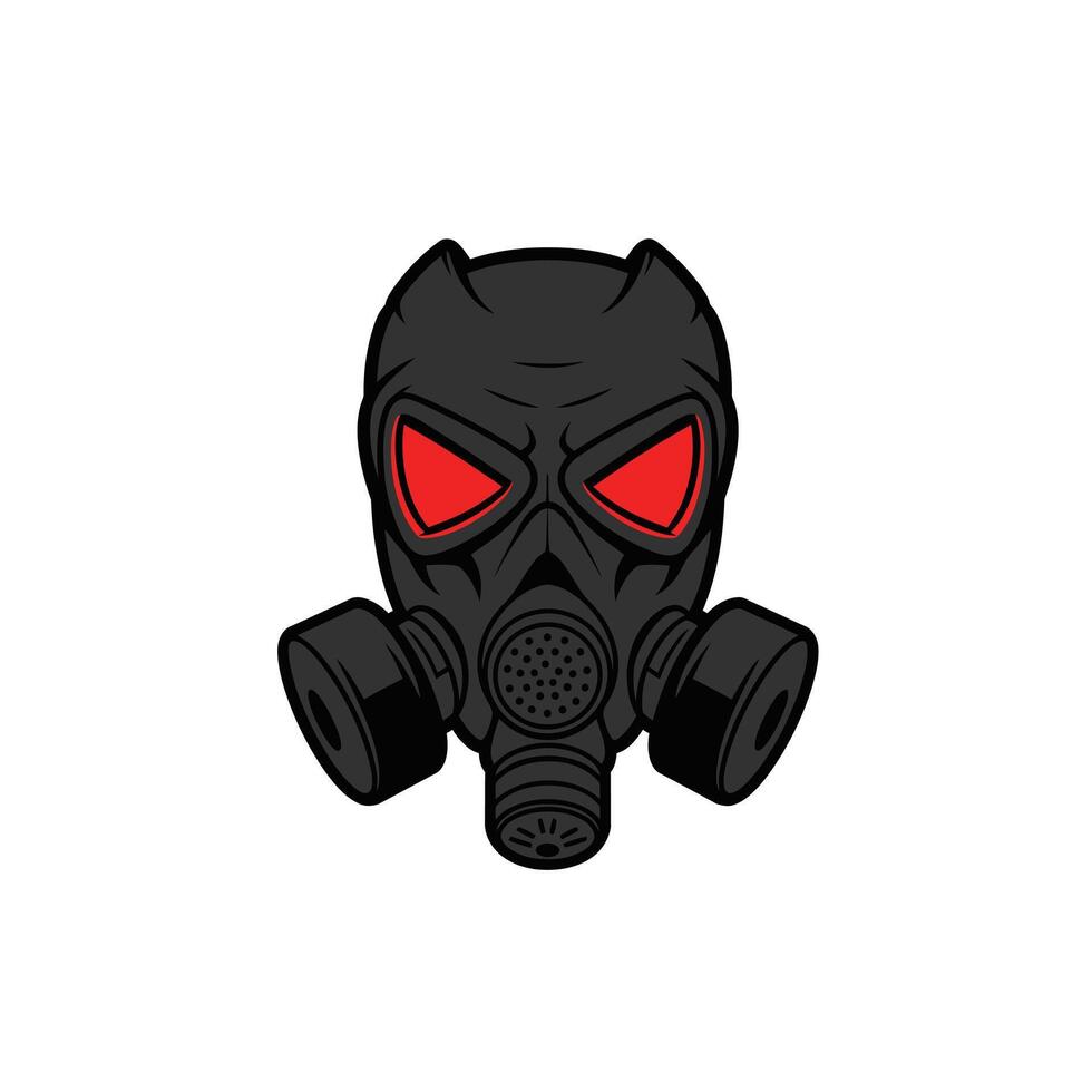 Gas mask logo design with red eyes on a white background vector