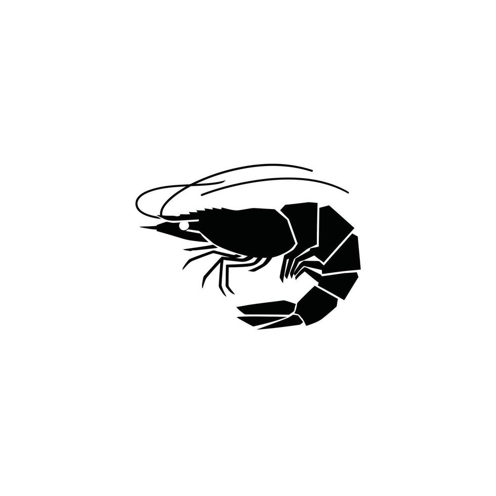 Black shrimp logo design vector