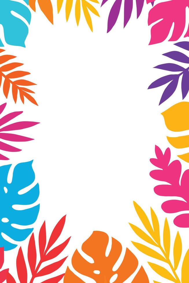 Tropical Colorful Leaf Border Frame With Copy Space for Customize Text for Design Projects vector