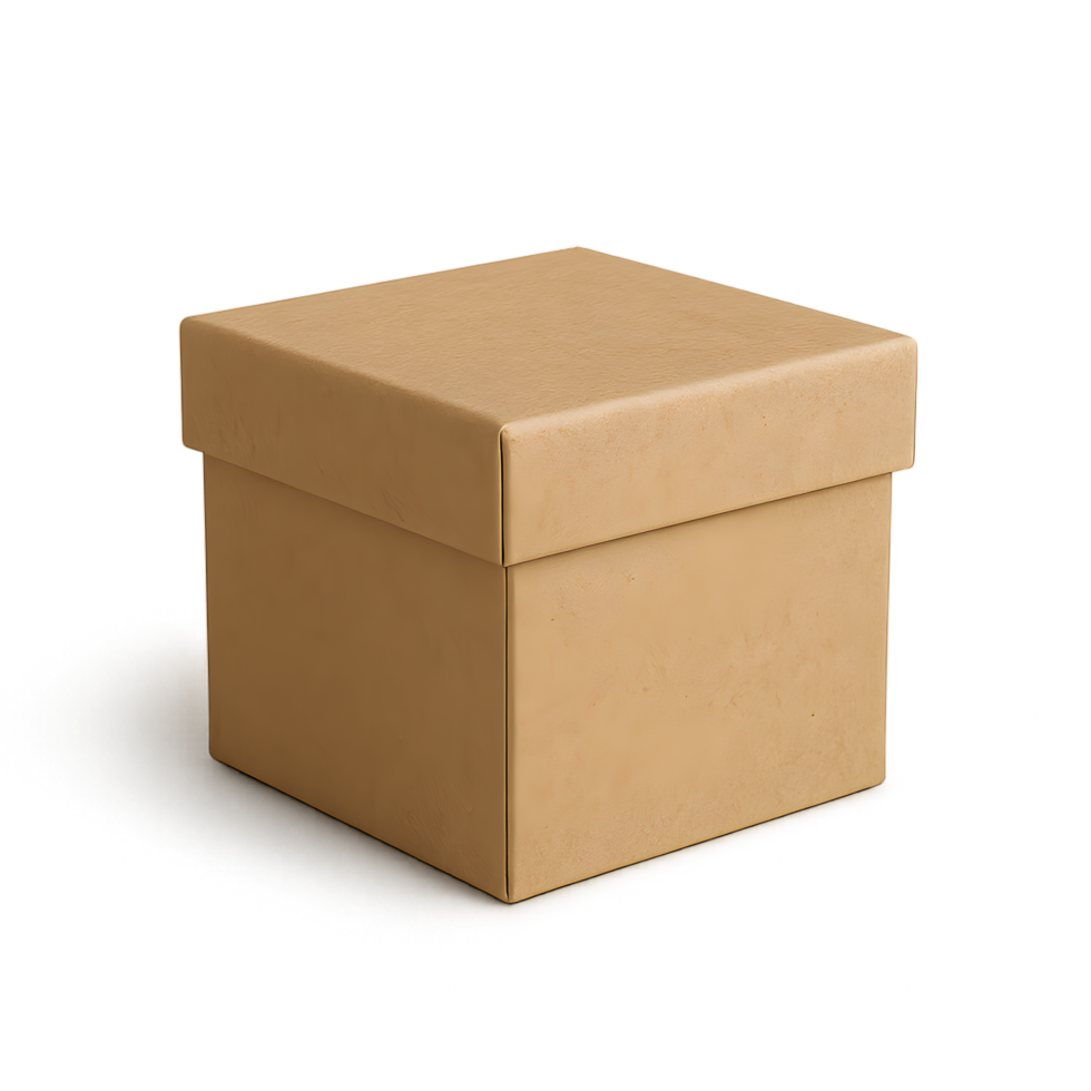 Realistic transparent gift box with lid neutral background product photography simple environment close-up view showcasing design png
