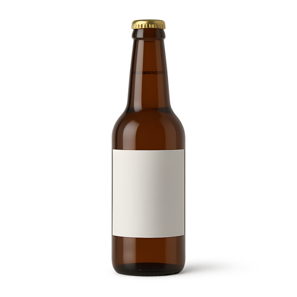 Editable glass beer bottle with transparent background perfect for custom labels studio environment high-quality product photography png