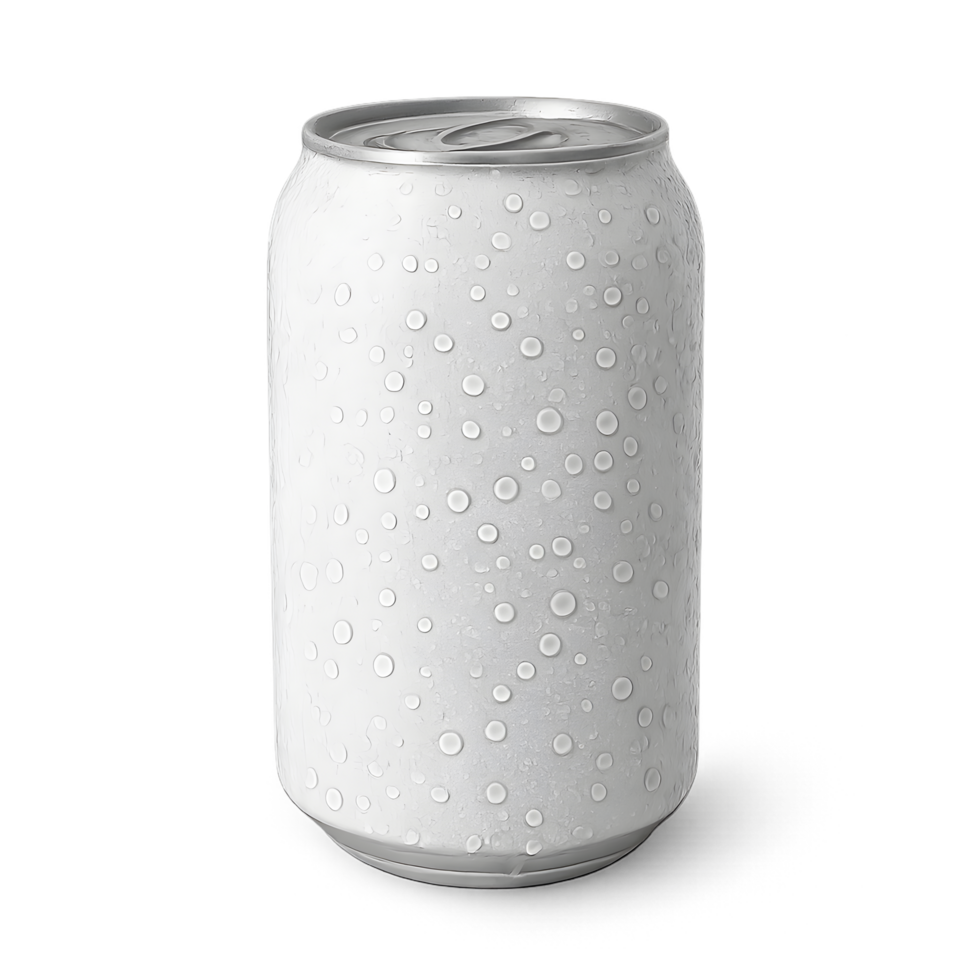 Refreshing soft drink can mockup with water droplets on transparent background studio environment close-up view for marketing png