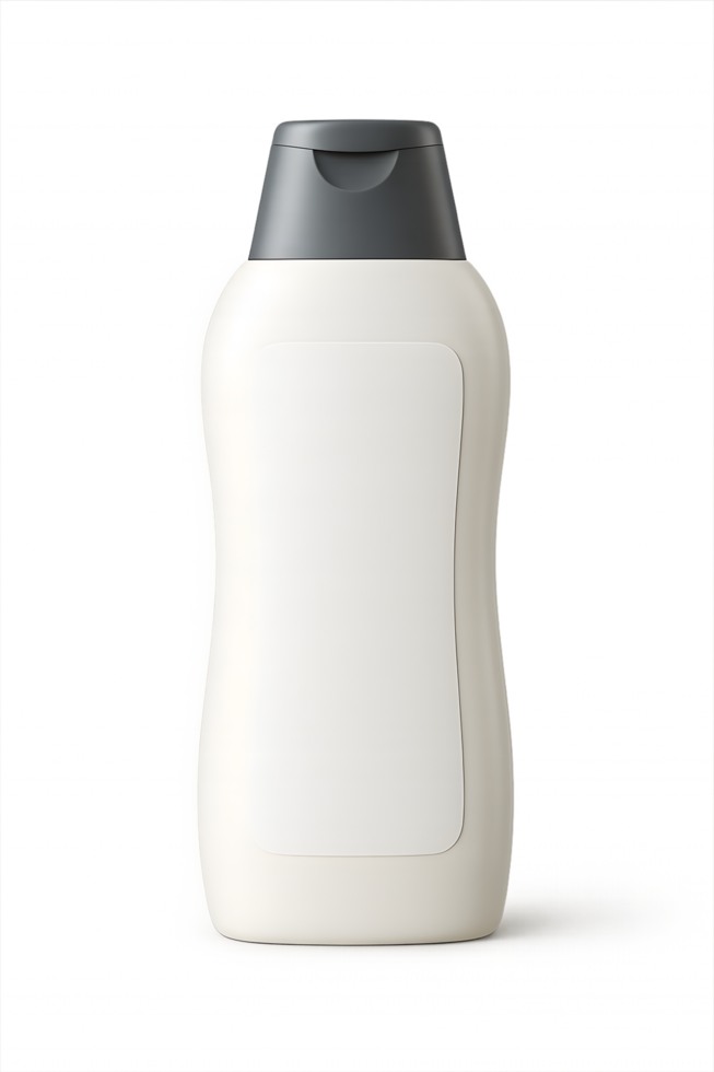 Shampoo bottle mockup with flip cap transparent background product showcase studio setting clean viewpoint modern concept png