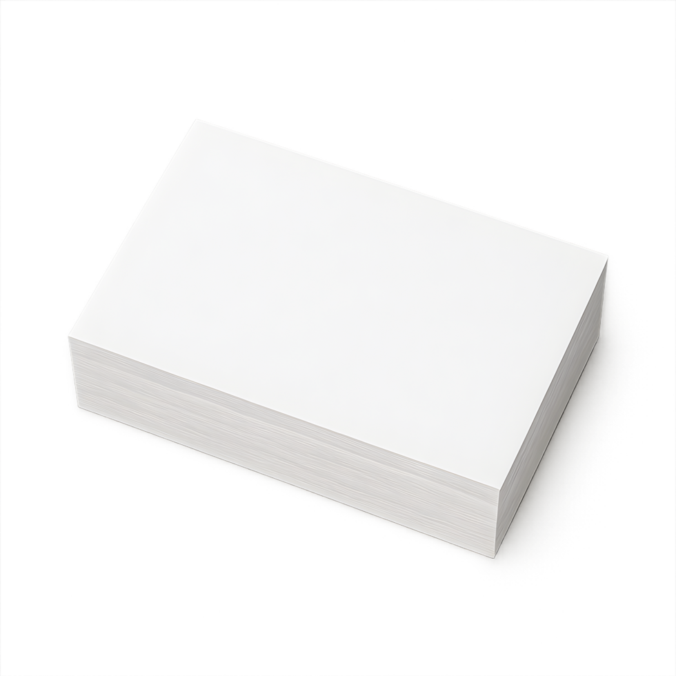 Transparent business card stack top view on minimalist design professional environment png