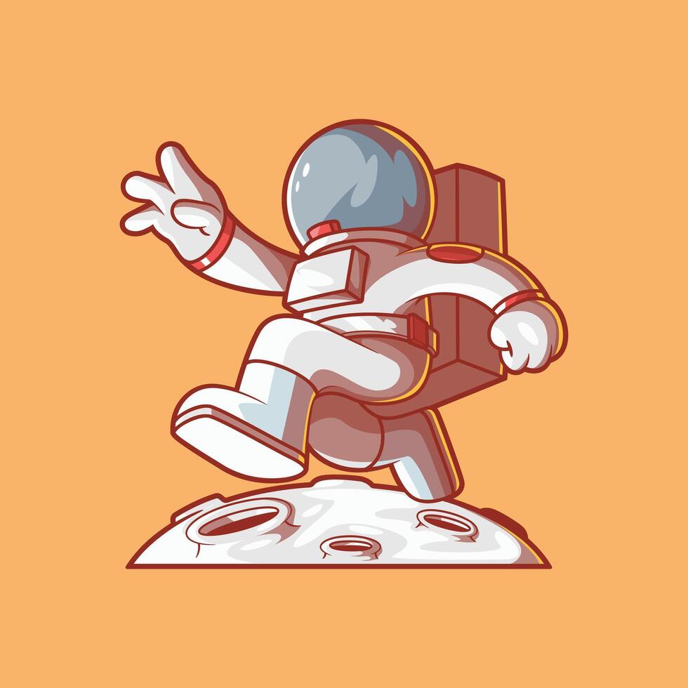 Astronaut character jumping to the stars. vector