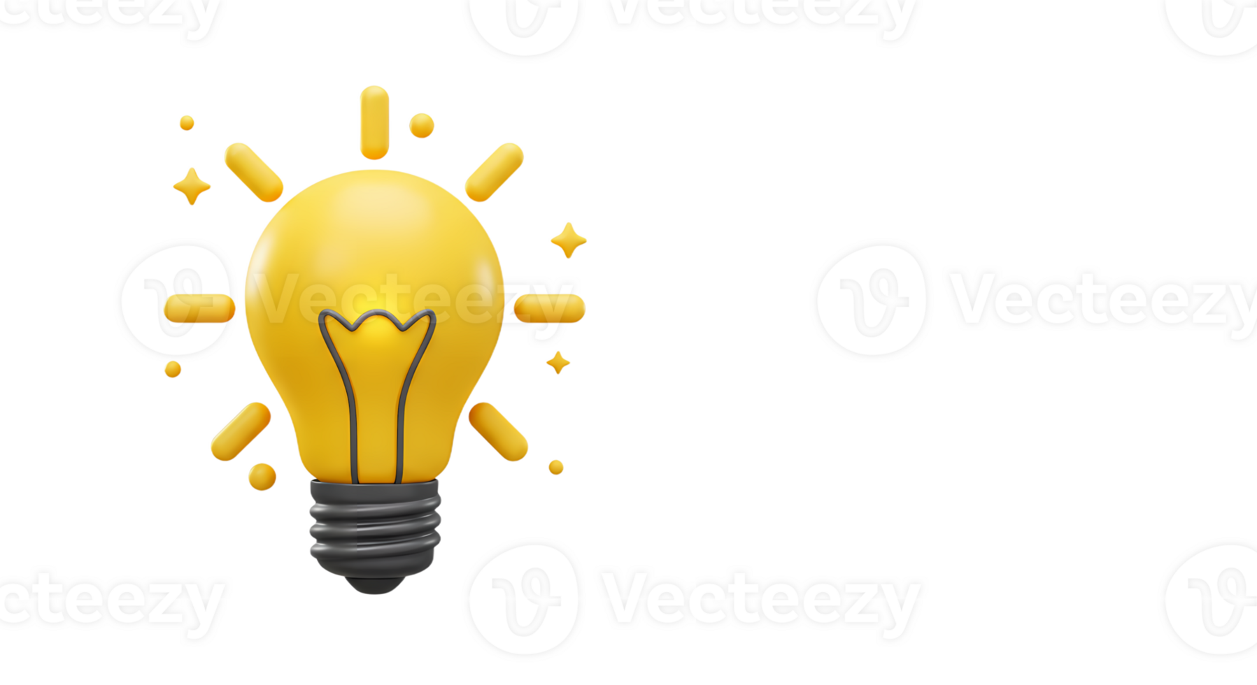 A yellow light bulb with sparkles png