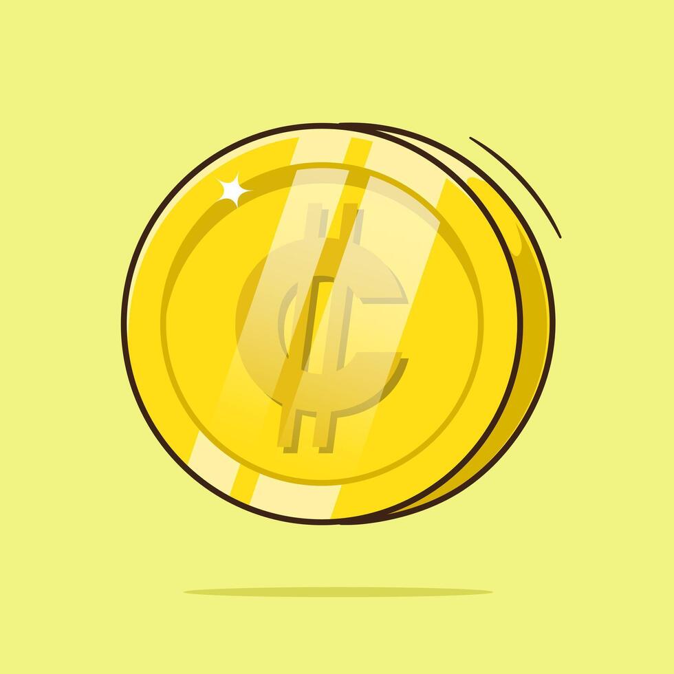 Cute gold golden coin illustration graphic of Costa Rica colon currency symbol isolated on white background vector