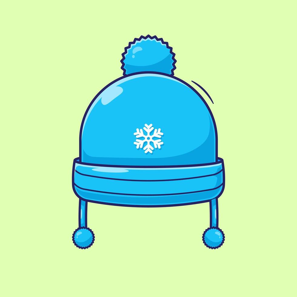 Illustration cartoon of Comfortable warm hat for winter season or cold season with flat design concept vector