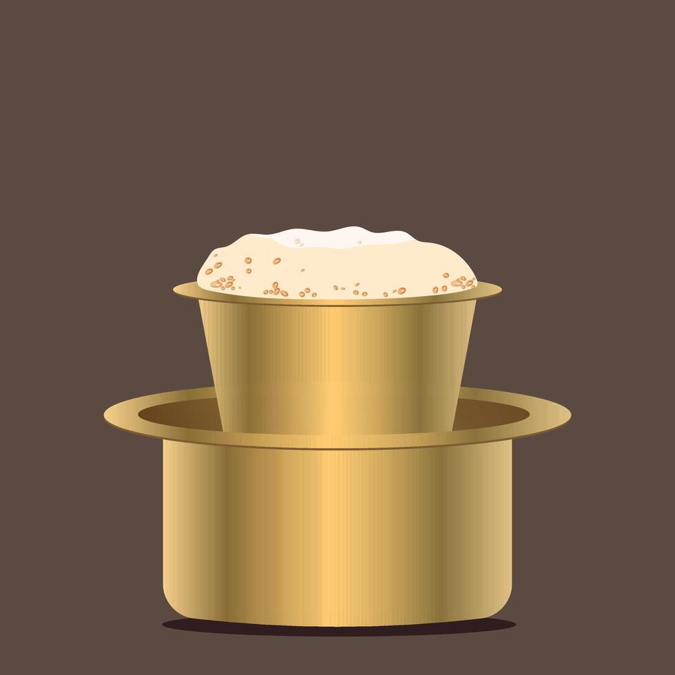 South Indian Filter coffee served in a traditional brass or stainless steel cup vector