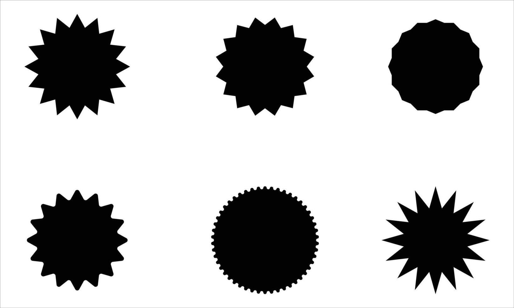 Starburst black stickers set vector