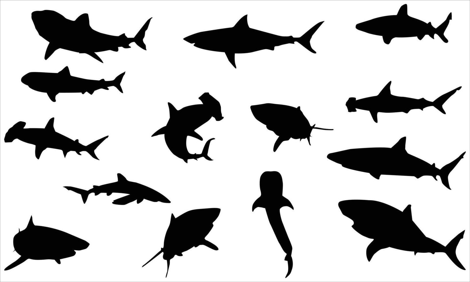 Silhouette set of shark vector