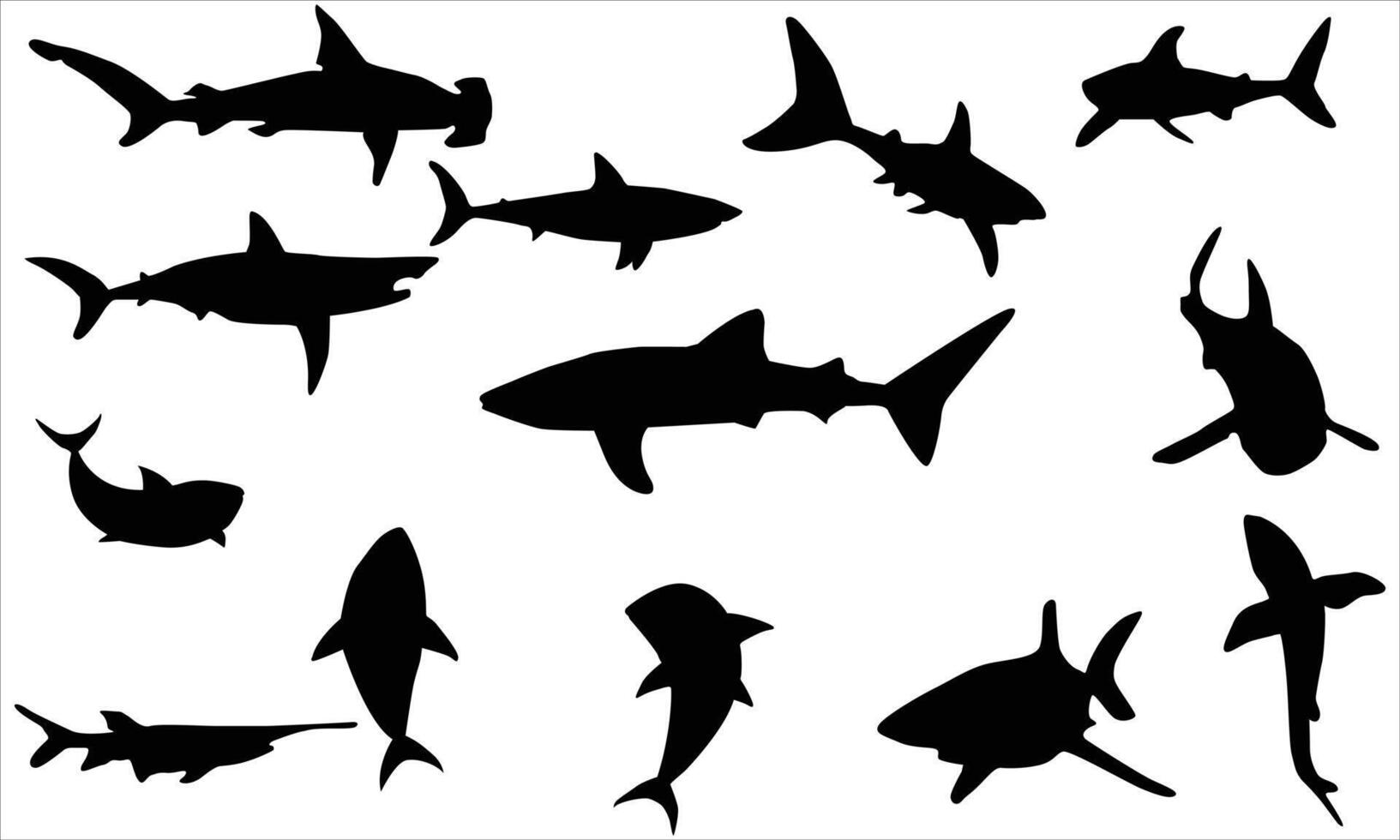 Shark silhouettes collection vector