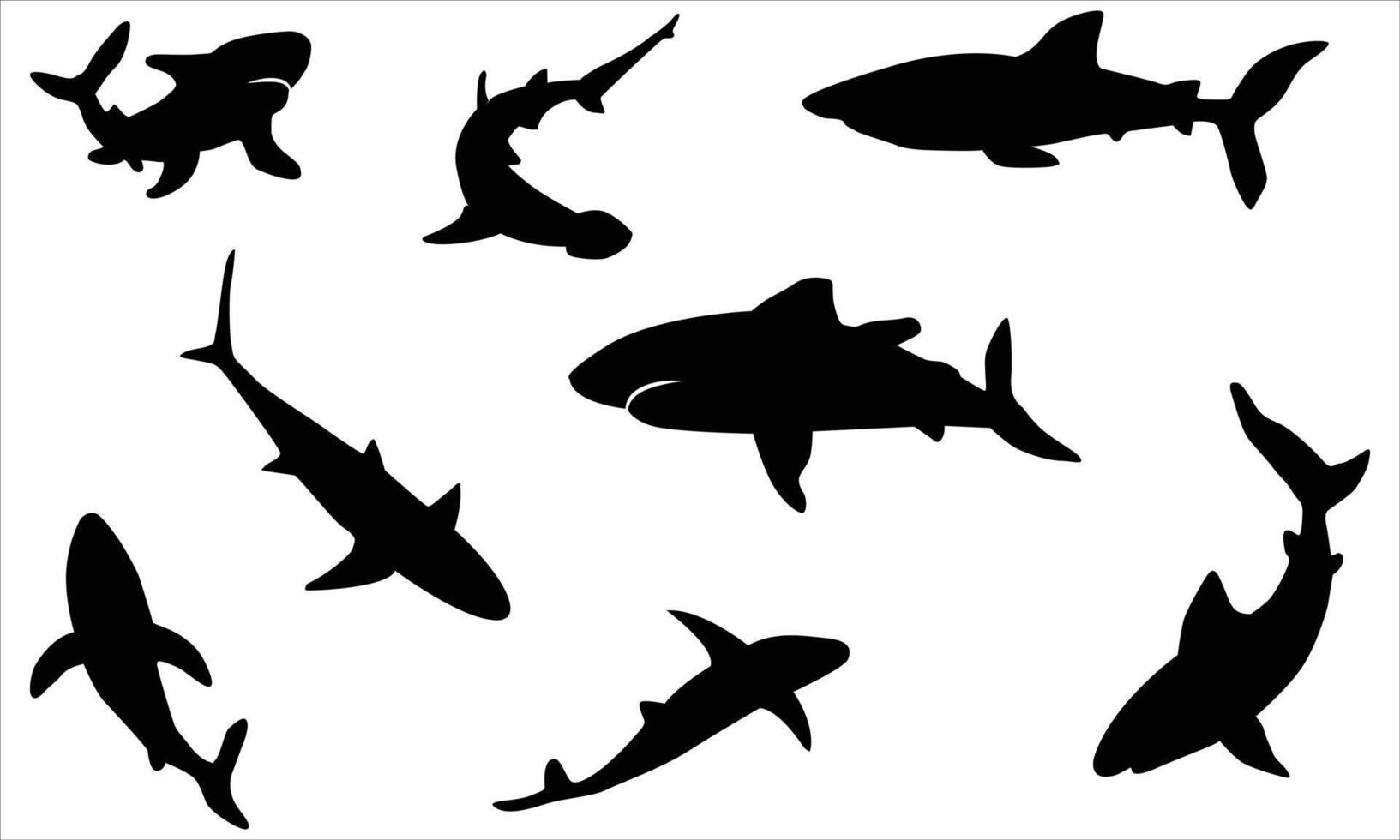 Shark silhouettes bundle set vector