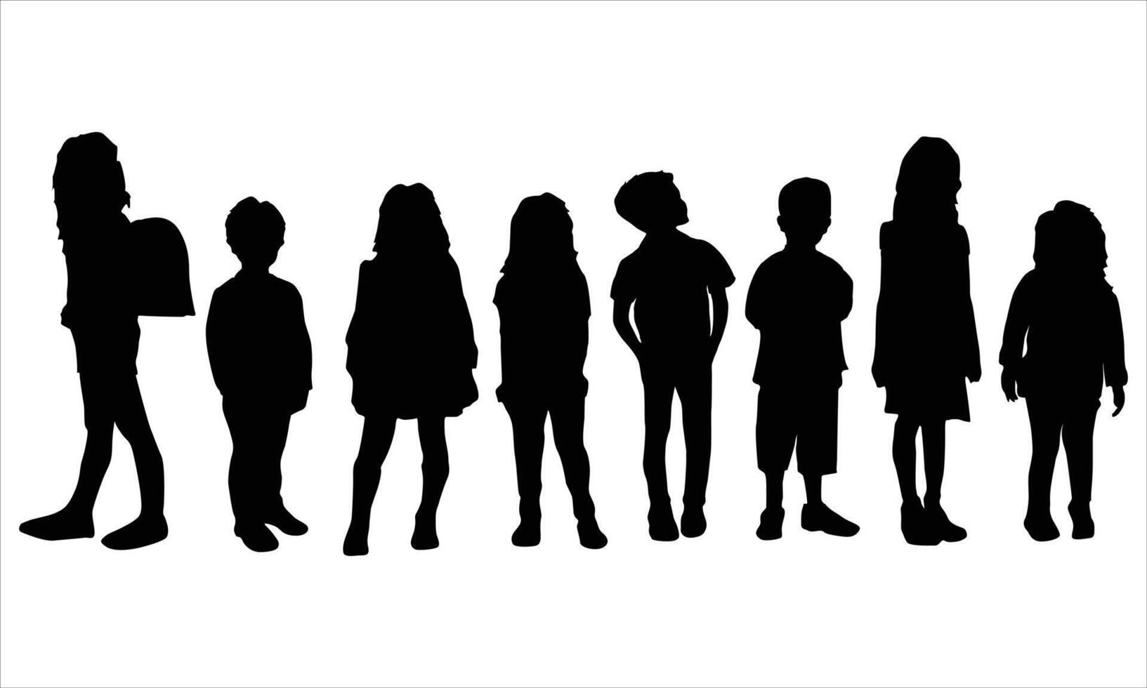 A set of silhouettes of children of different ages vector