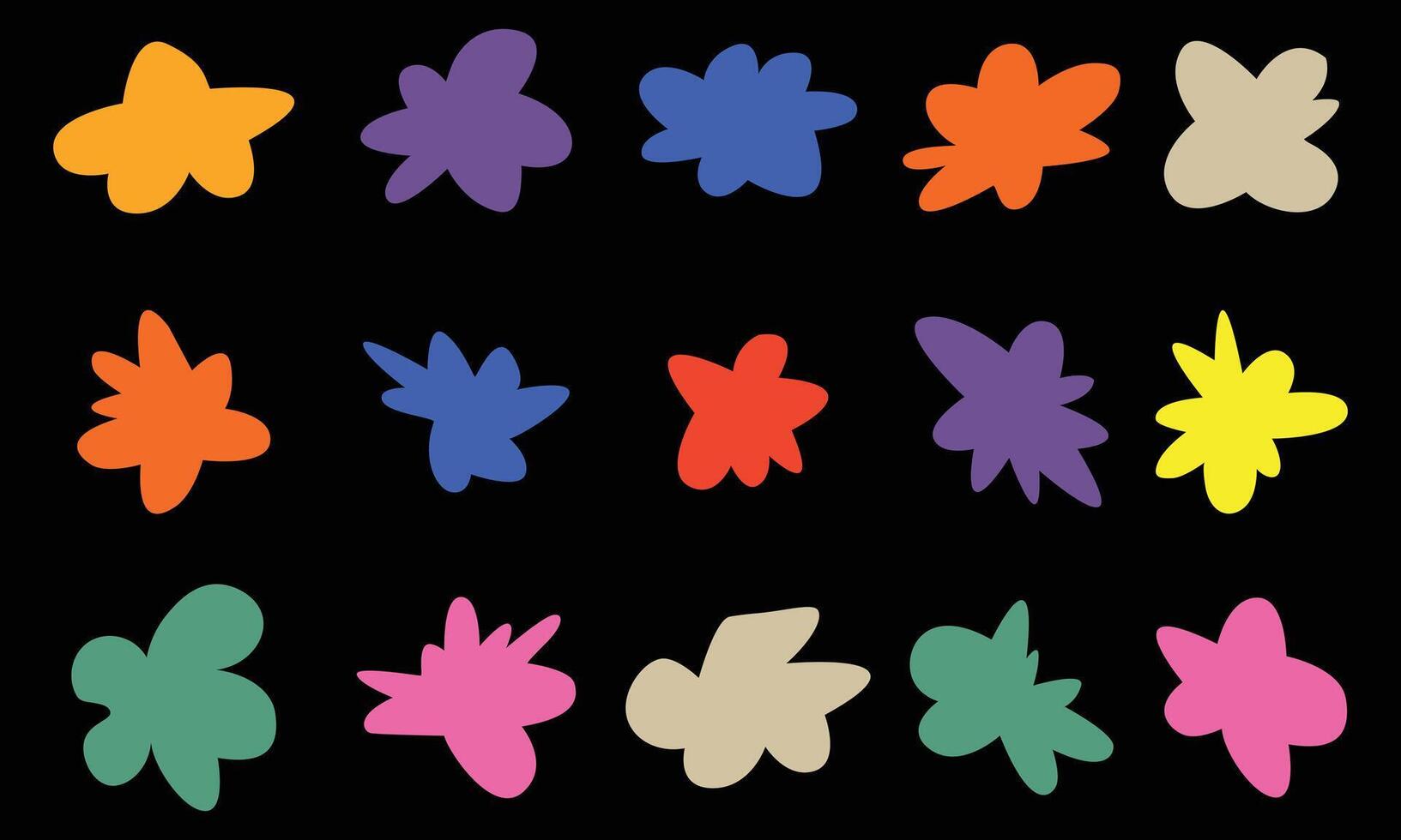 Abstract flower icon set. Quirky funky shape elements vector