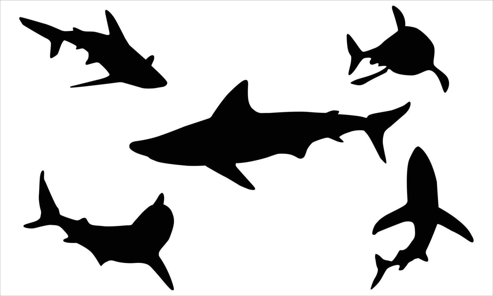 Shark silhouettes set on white background vector