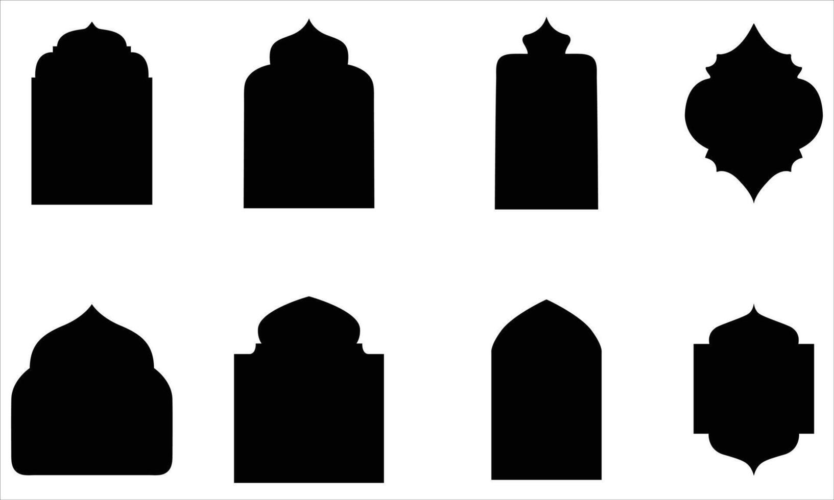 Islamic window silhouette set vector
