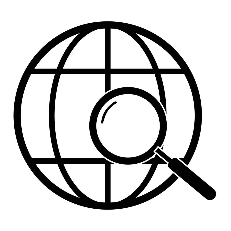 Globe and magnifying glass vector