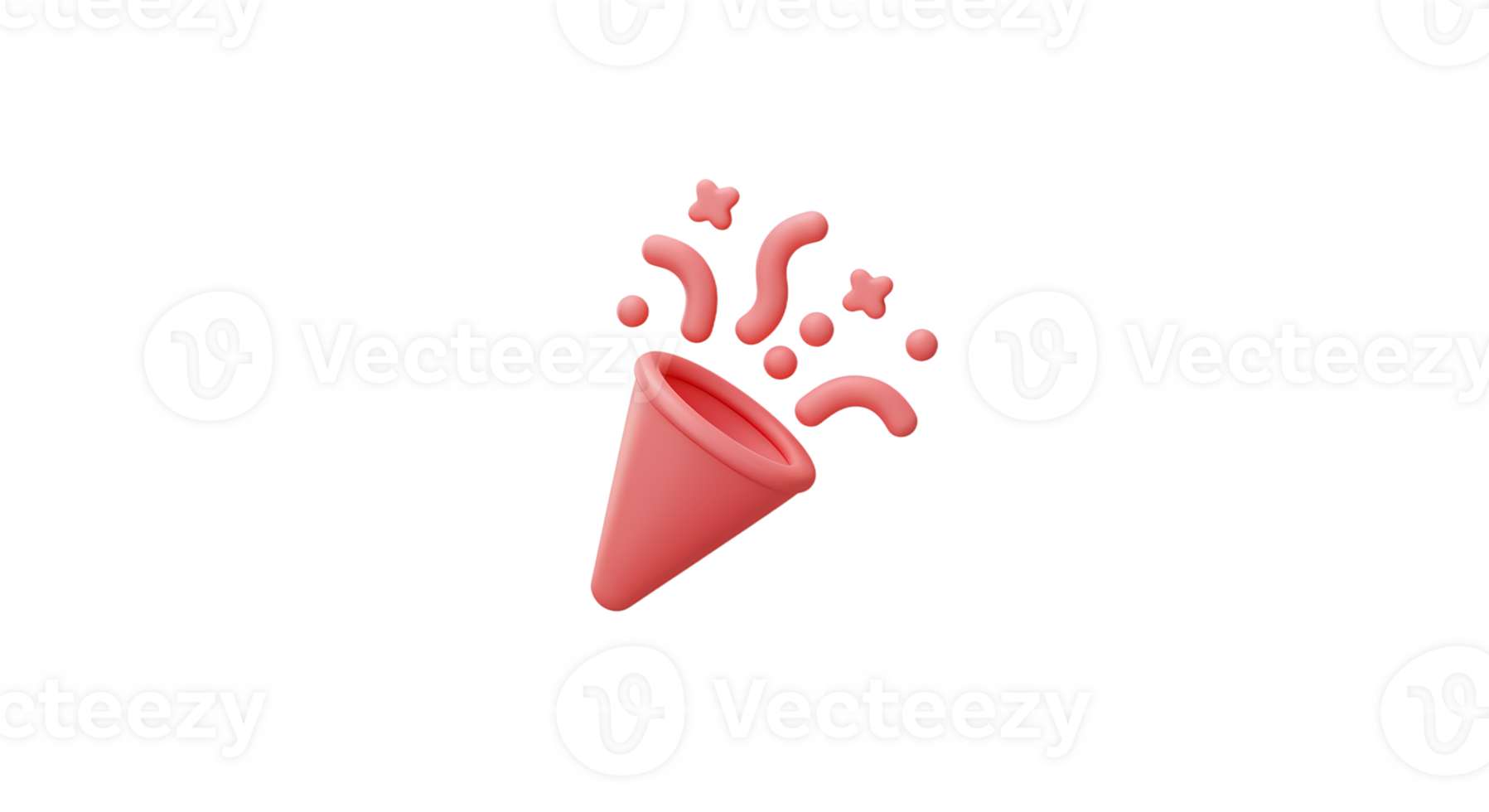 A red cone with confetti falling out of it png