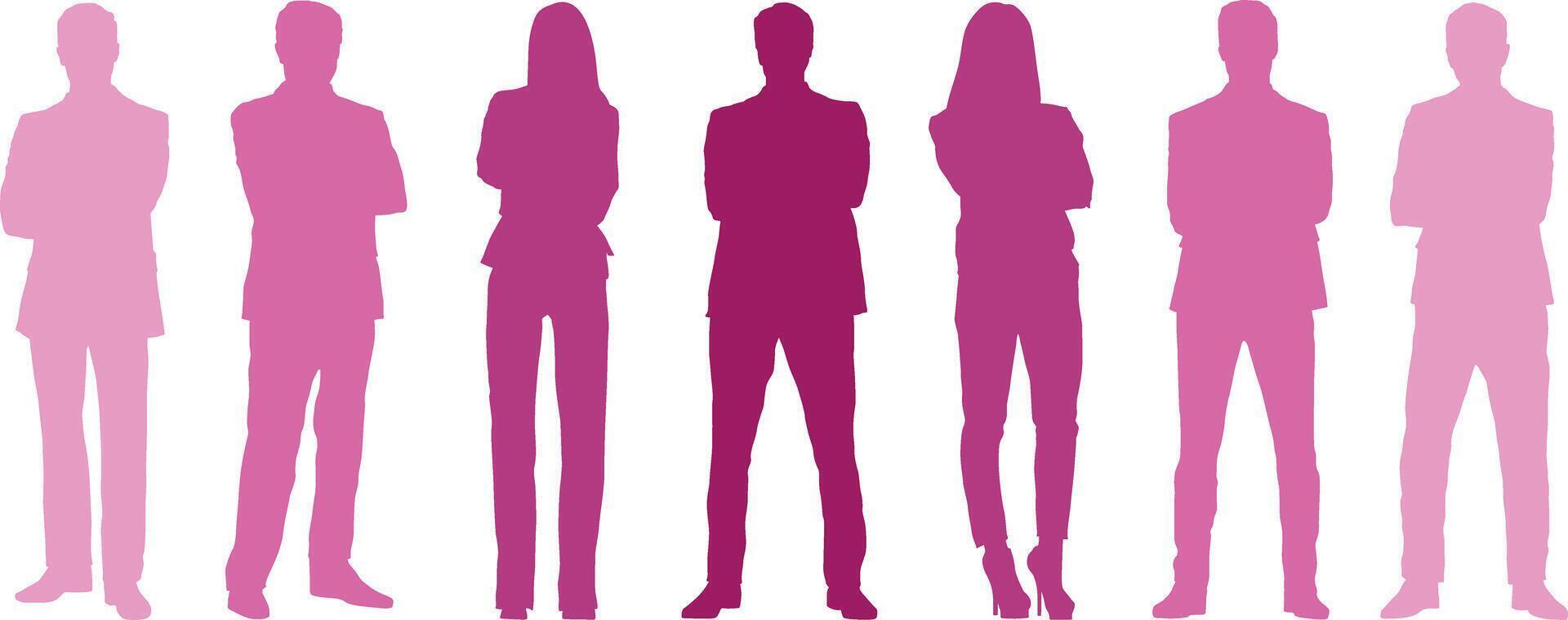 a group of people standing in a line with their arms crossed vector
