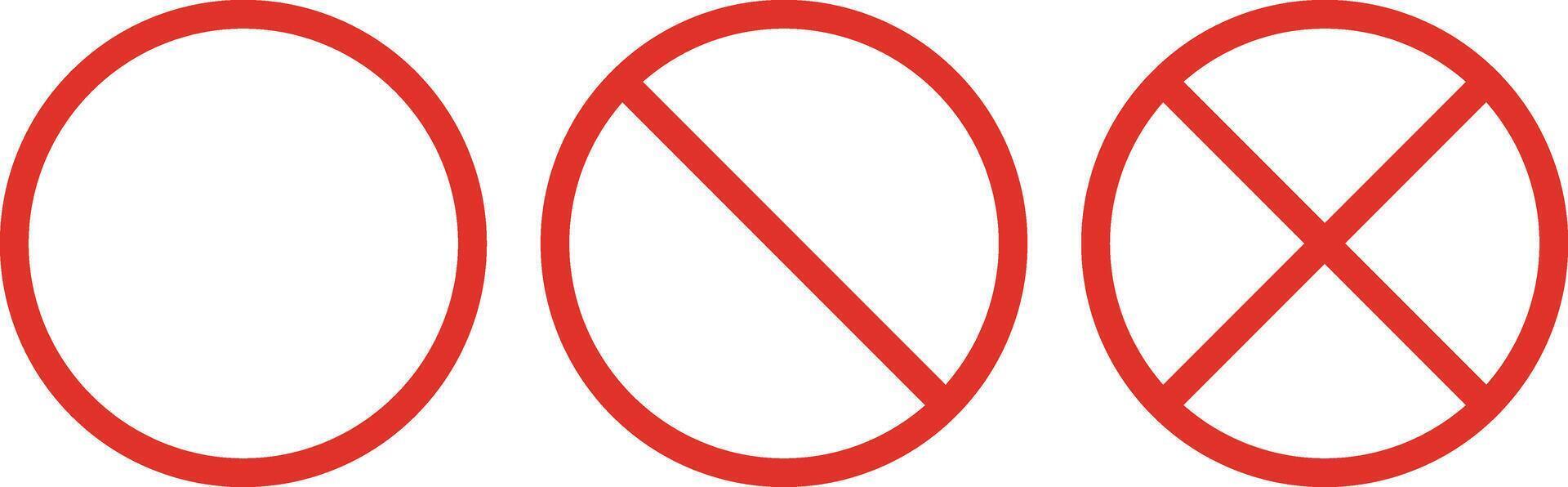 Red prohibition sign icon set . Forbidden sign . No sign . Restriction sign . illustration vector