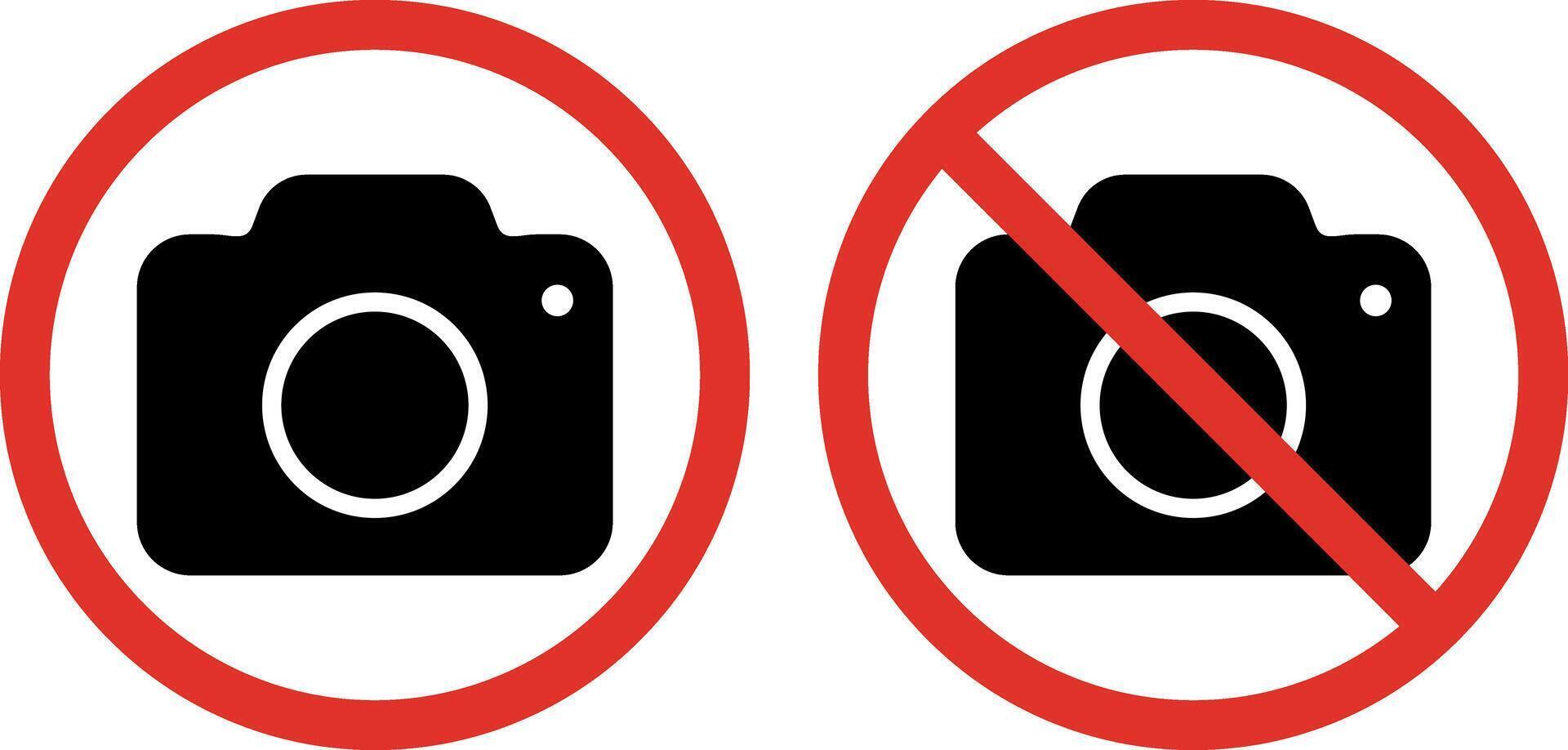 No camera icon set . No photo sign . Photo forbidden warning sign . No camera allowed icon . illustration vector