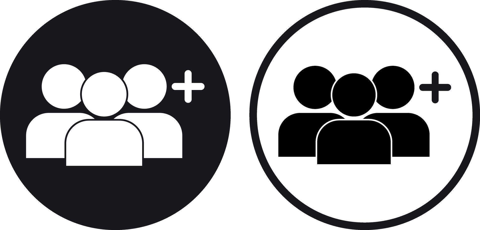 Create new group icon set in two styles . Create group icon . Add user icon . illustration vector