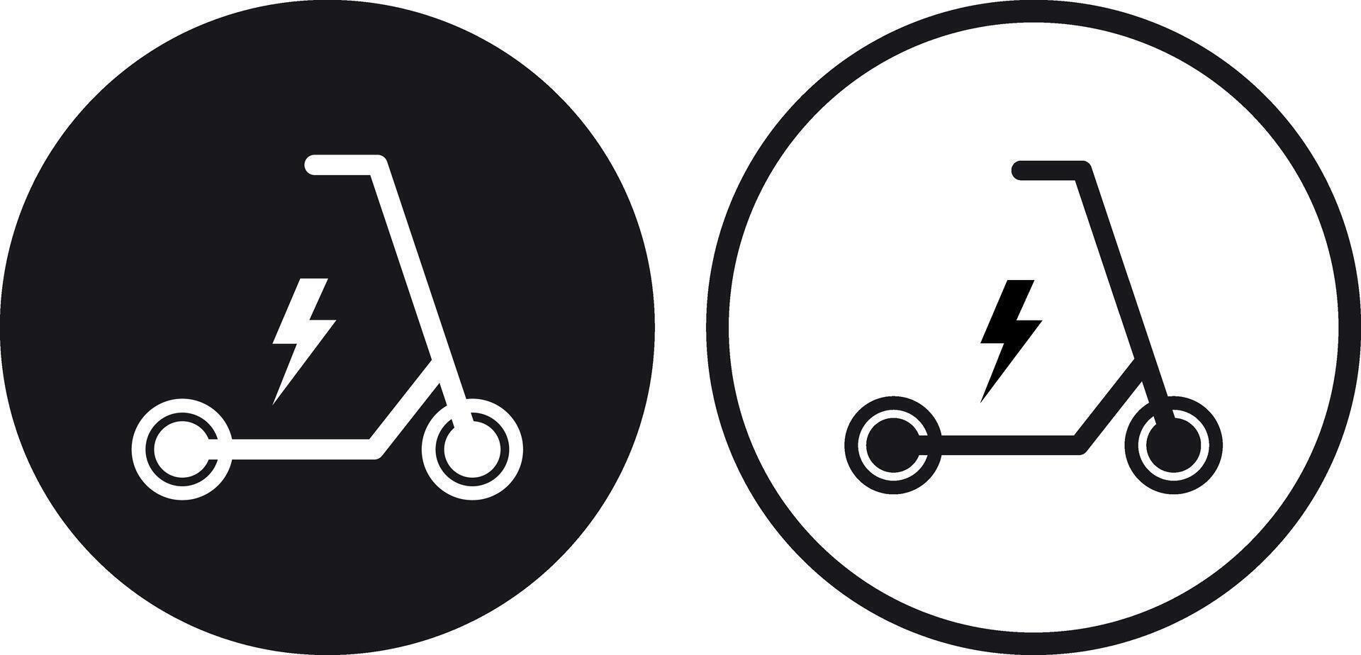 Electric scooter icon set in two styles . Scooter icon . illustration vector