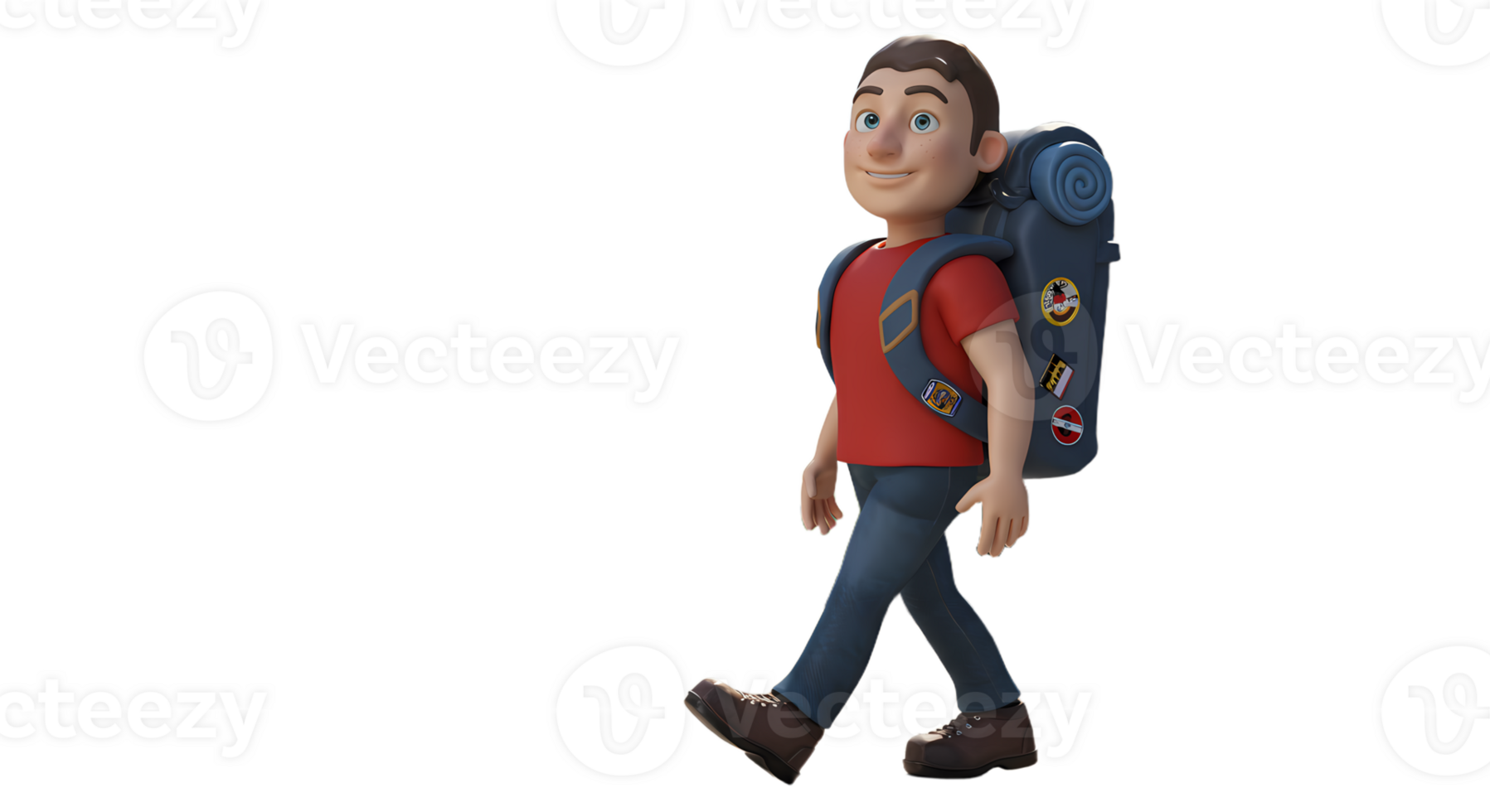 A cartoon boy with a backpack walking png