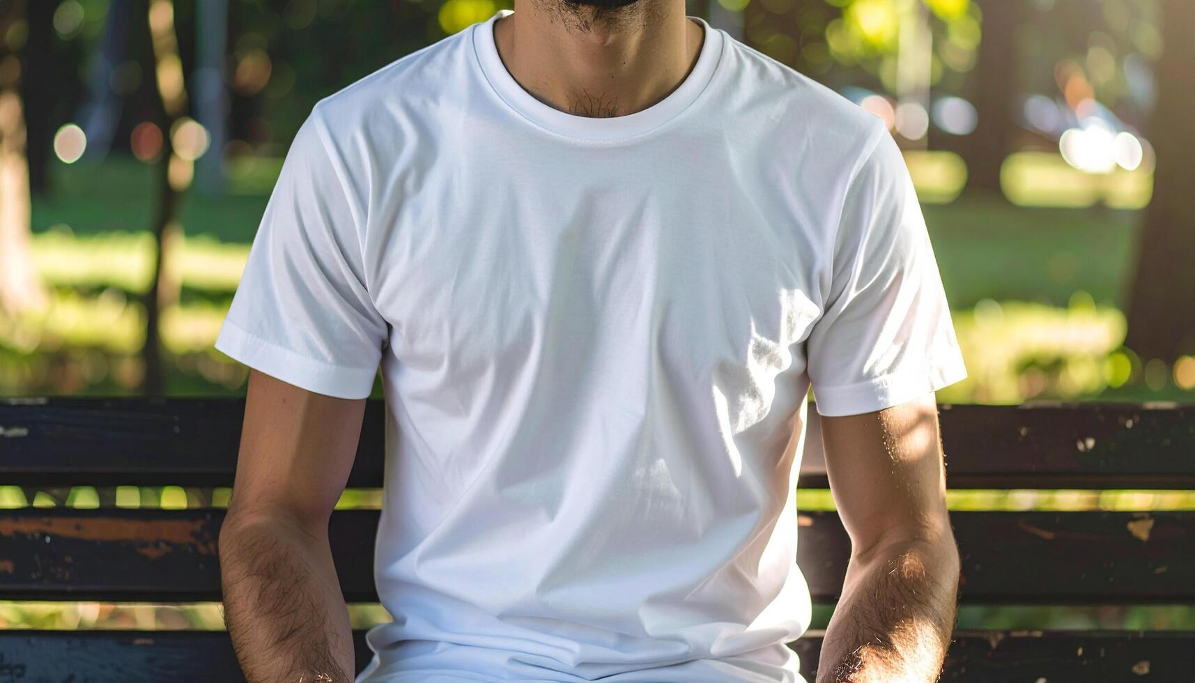 White Slim Fit Short Sleeve T Shirt Mockup Black Background photo
