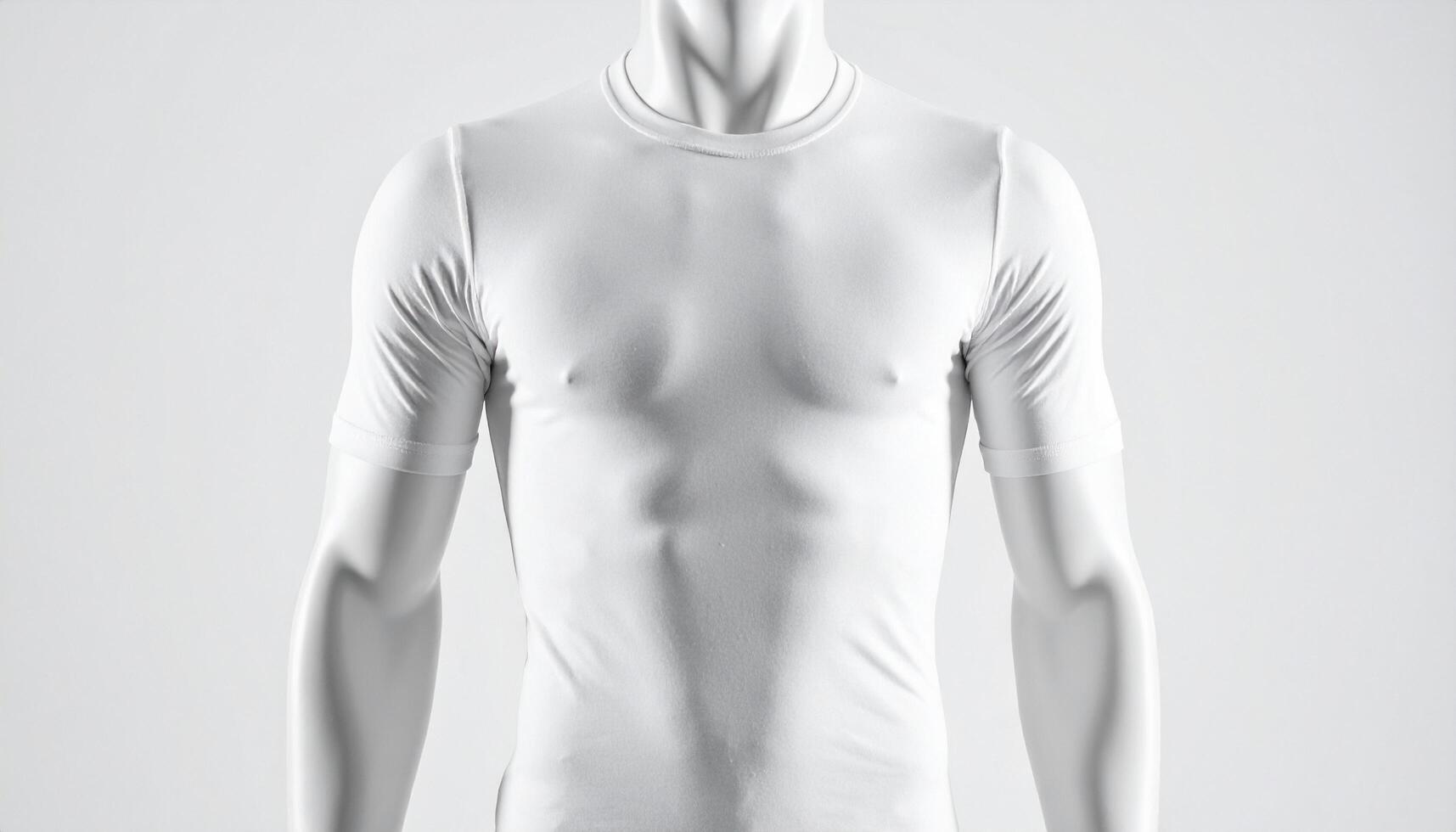 Sculpted Human Figure in Athletic Pose Wearing Compression T Shirt photo