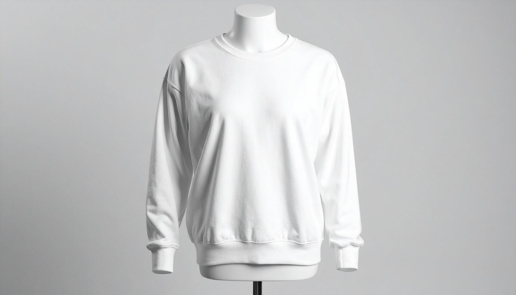 Bust Mannequin in White Long Sleeve Sweatshirt T Shirt with Soft Lighting photo