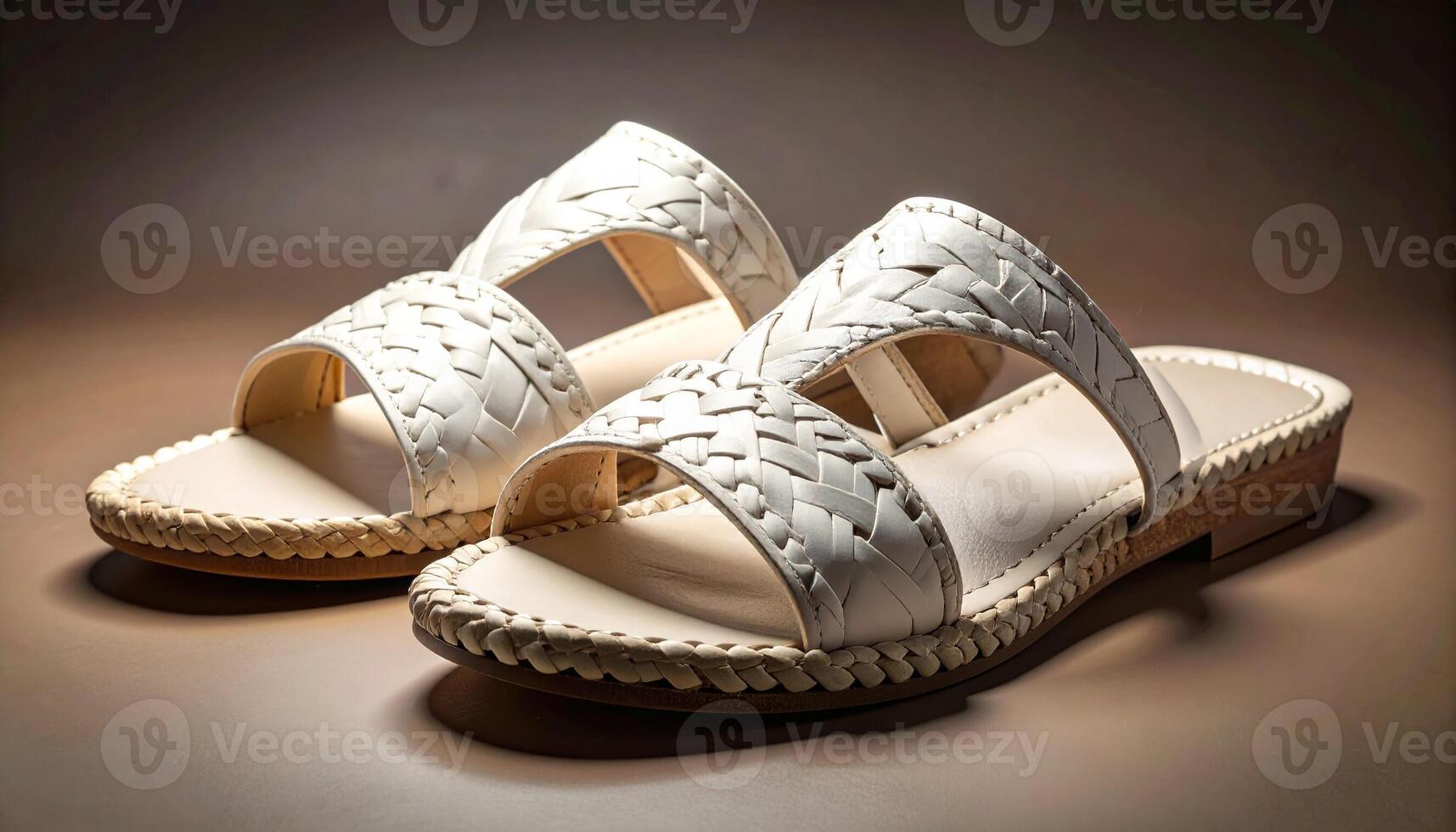 White Mexican Huarache Sandals on Warm Background photo